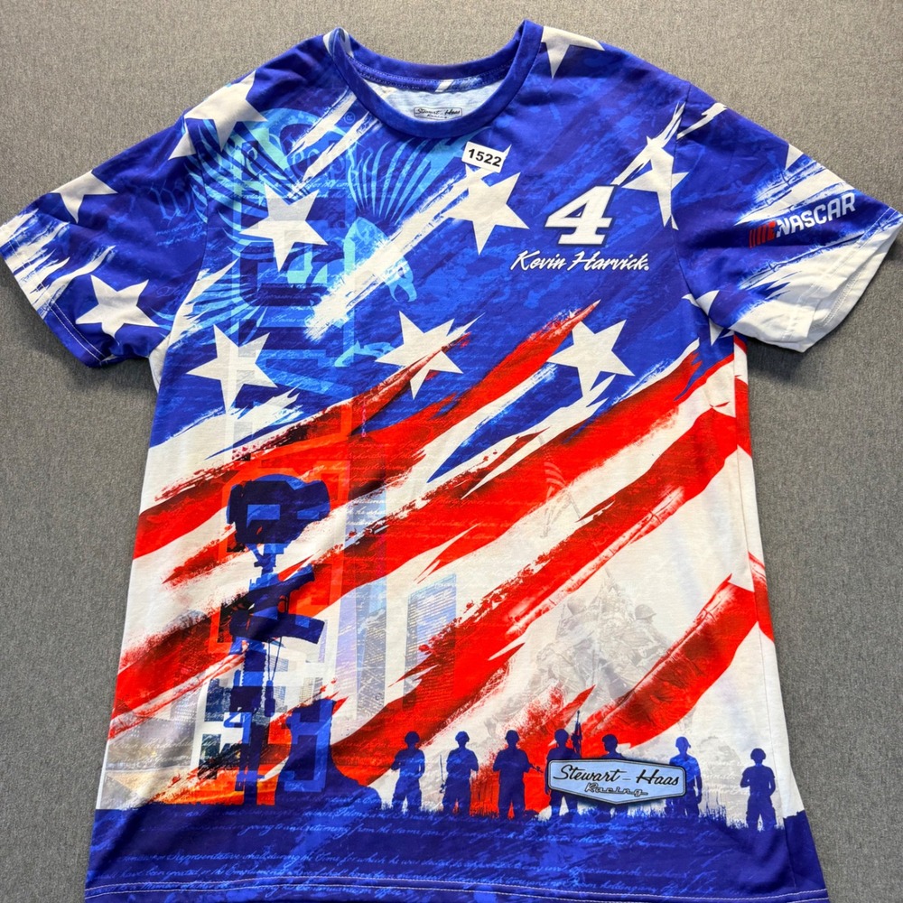 Stewart-Haas Racing Kevin Harvick 4 NASCAR Patriotic American Flag Shirt XL